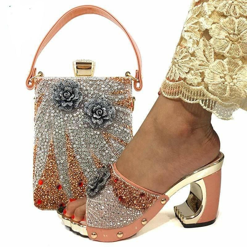 Matching Shoes and Bag Set for Women Top Handle Bags and 