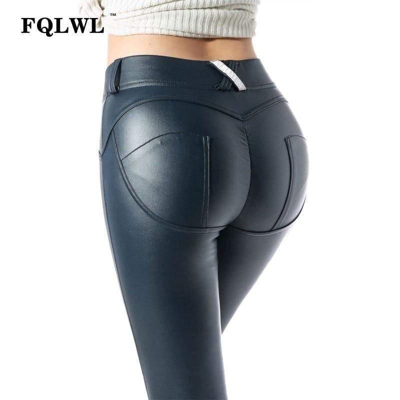 Faux Pu Leather High Waist Leggings For Women - For Women USA