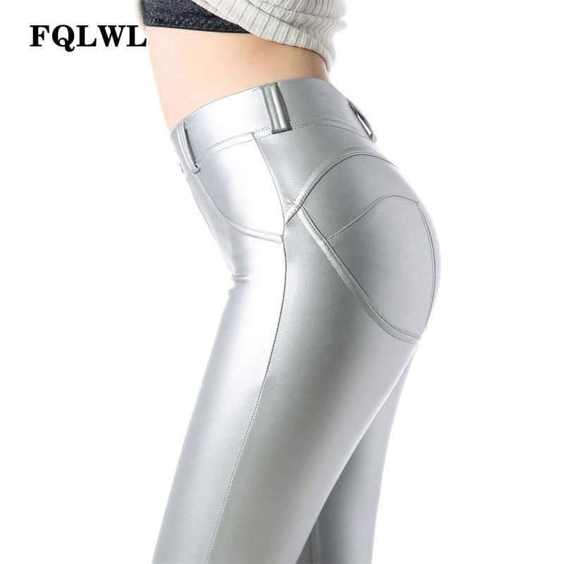 Faux Pu Leather High Waist Leggings For Women - For Women USA