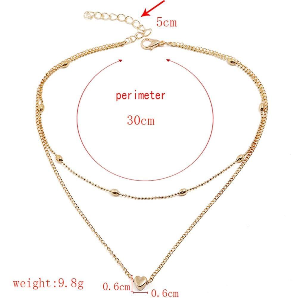 Heart shape Double Chain Gold Sliver Necklaces For Ladies - For Women USA