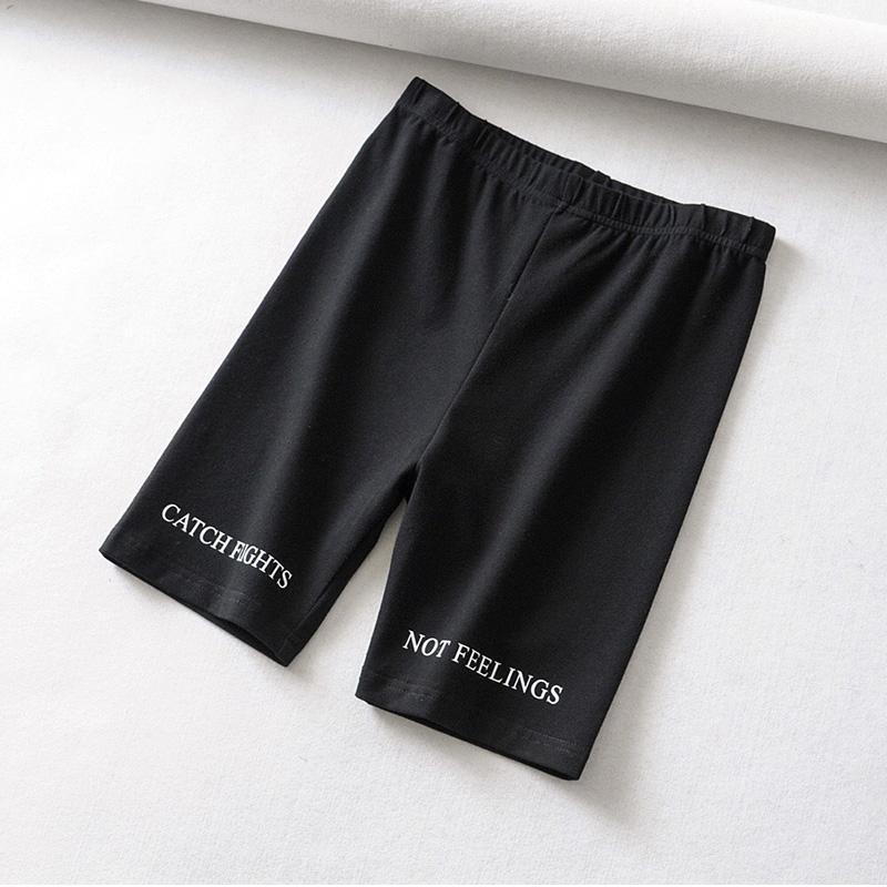 High waist casual sexy short Letter print black shorts - For Women USA