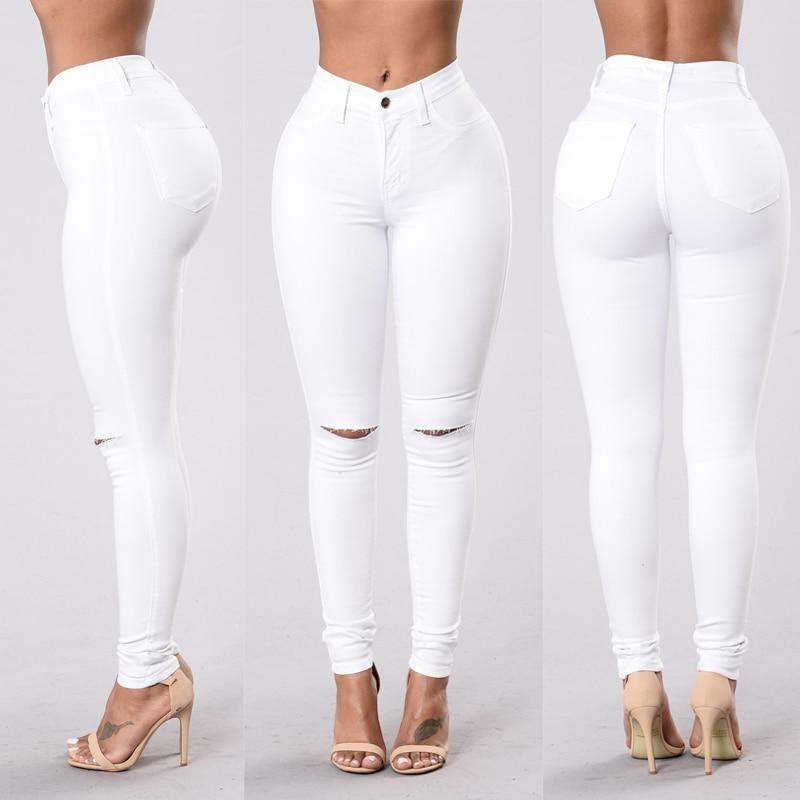 High Waist Skinny Ripped Fashion Jeans For Women – For Women USA