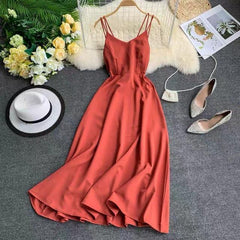 Holiday Dress Cross Spaghetti Strap Open Back Women Dresses - For Women USA