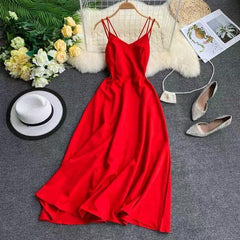 Holiday Dress Cross Spaghetti Strap Open Back Women Dresses - For Women USA