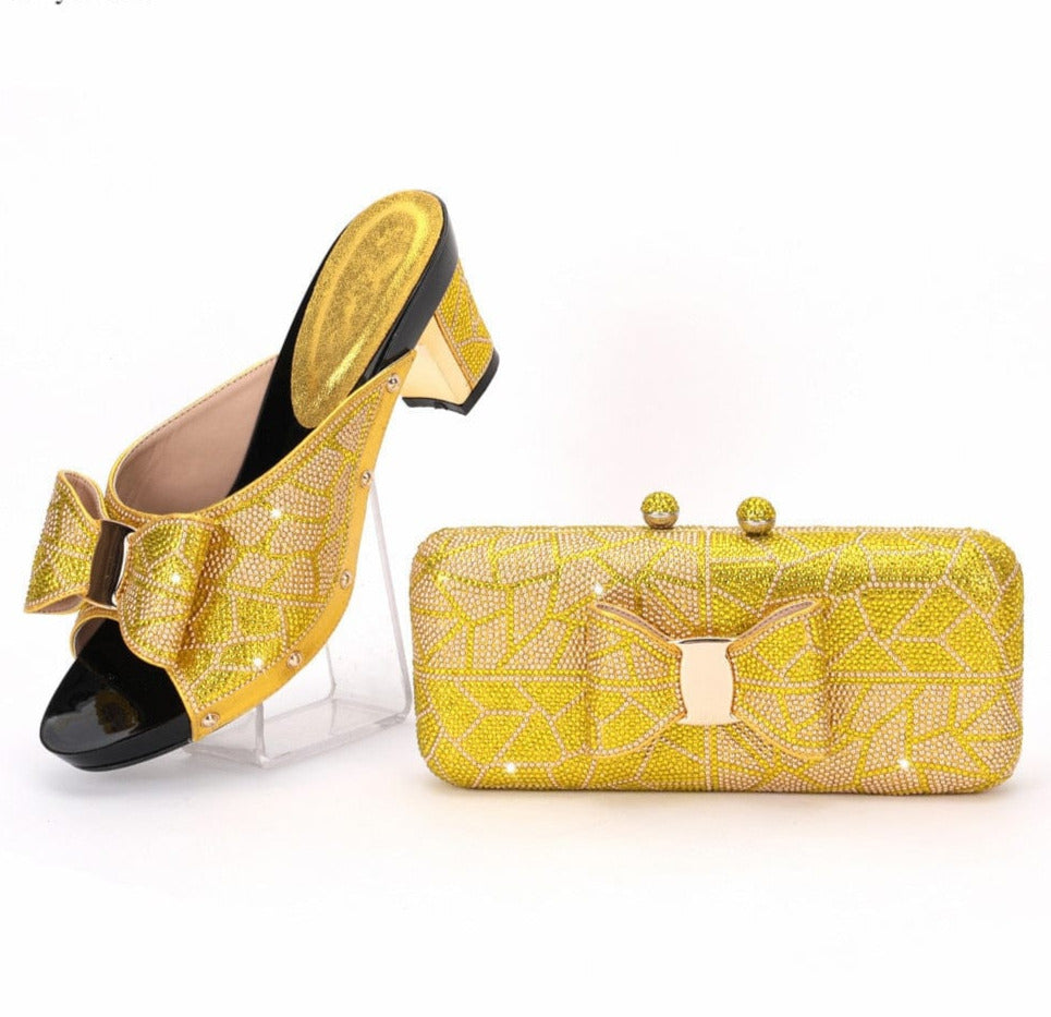 Italian Decorated Shoes And Bag Set