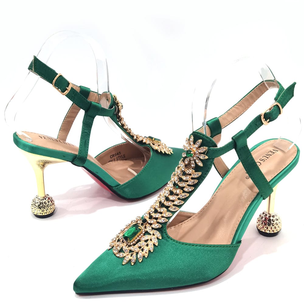 Green Glitter High Heel Womens Embroidered Slingbacks Sandals Designer  Ankle Strap Buckle Pointed Toe Wrap Dress Shoes Party Fashion Dress Shoes  Designer Shoes From Luxuryshoes_shop, $78.66 | DHgate.Com