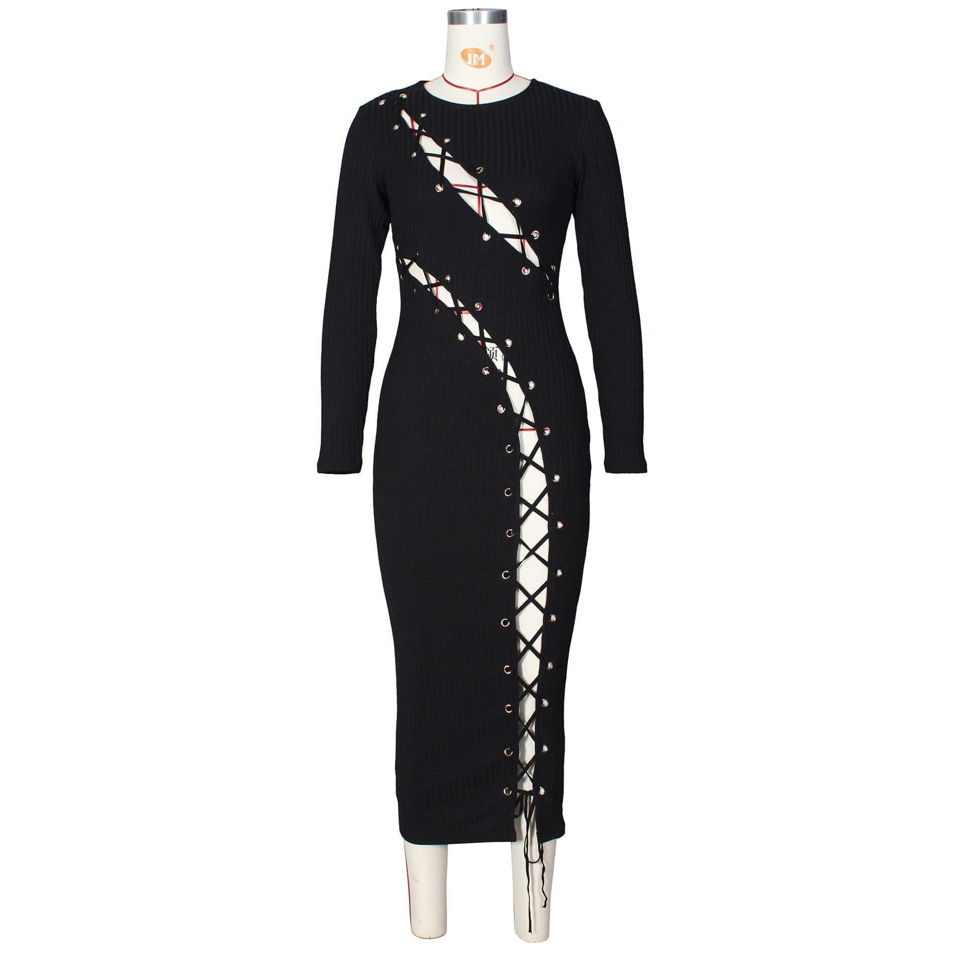 Knitted Lace Up Sexy Maxi Dress - For Women USA