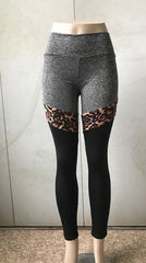 Leopard-Print Splicing Stretch Yoga Pants For Women - For Women USA