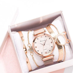 Luxury Magnet Buckle Flower Rhinestone Women Watch - For Women USA