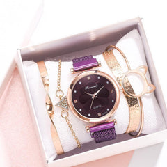 Luxury Magnet Buckle Flower Rhinestone Women Watch - For Women USA