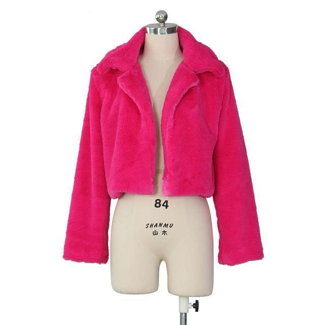 Neon Fluorescent Warm Cropped Winter Jacket - For Women USA