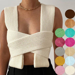 New Cross Thick Knitted Sexy Top - For Women USA