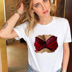 Women's Fashion Spoof Personality Chest Print T-shirt - For Women USA