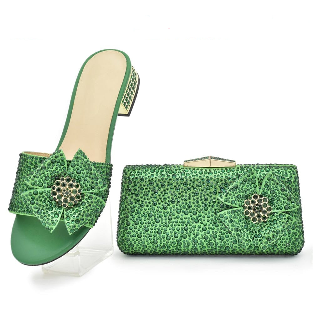 Nigerian Flower Shoes and Bags Set