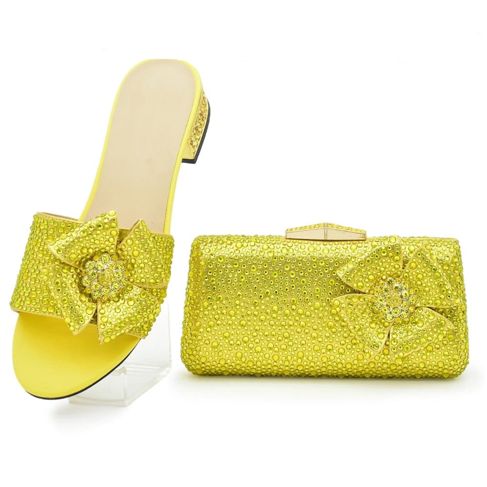 Nigerian Flower Shoes and Bags Set