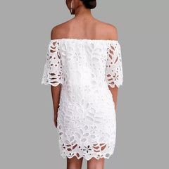 Off Shoulder Short Sleeve Sundress - For Women USA