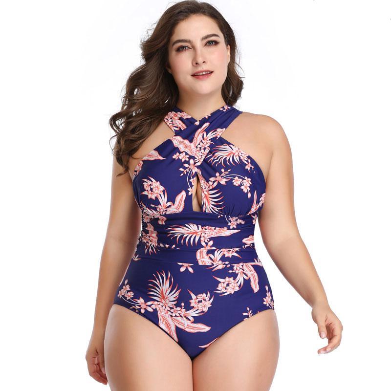 One piece swimsuit women plus size floral color - For Women USA