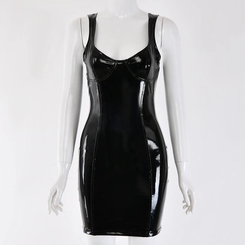 PU Leather Mini Dress For Women - For Women USA