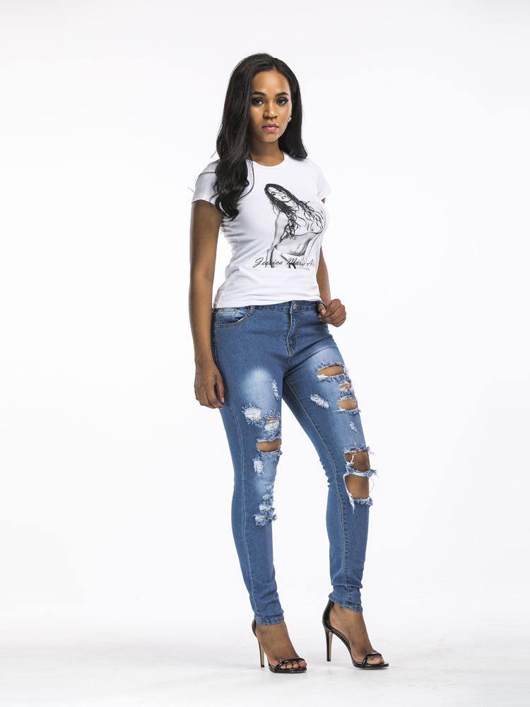 Ripped Distressed Slim Jeans For Women - For Women USA