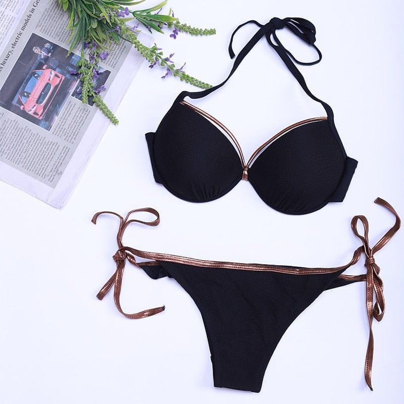 Sexy Solid Mesh Bikini Set - For Women USA