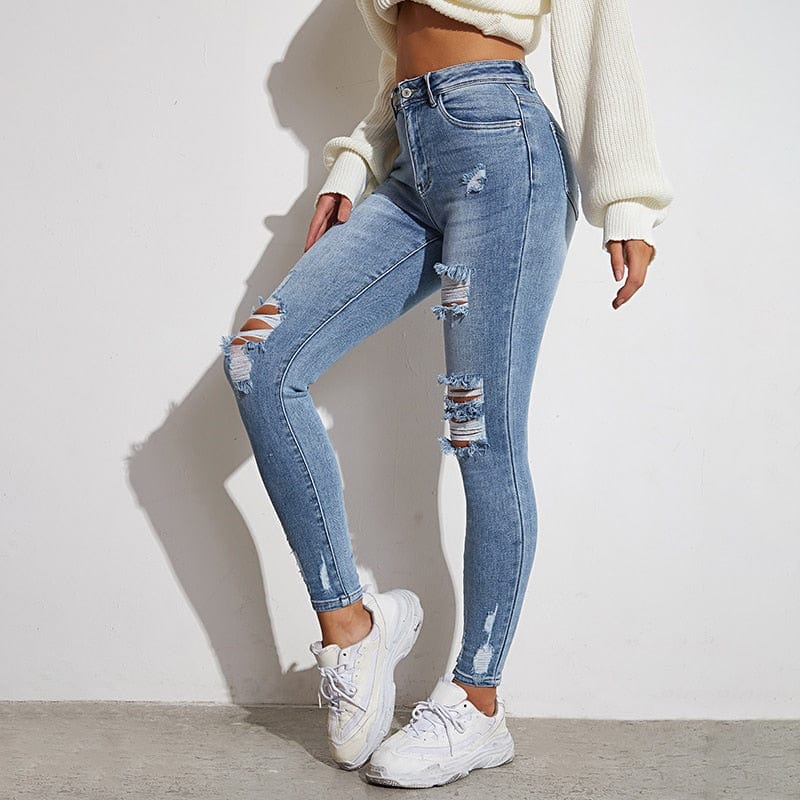 Skinny Butt Lift Jeans mit Rissen