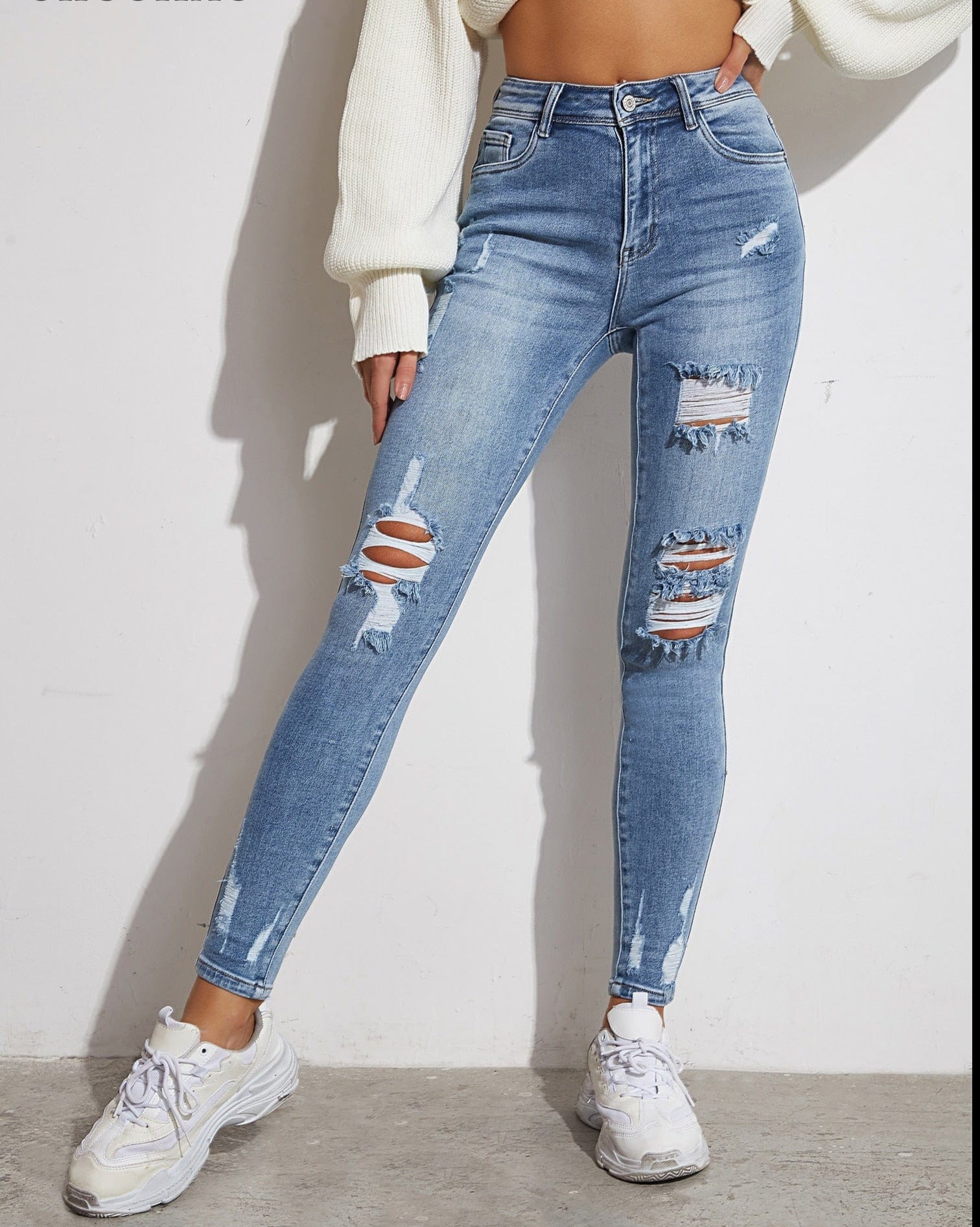 Skinny Butt Lift Ripped Jeans
