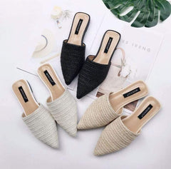 Slippers Fashion Pointed Toe Weave Mules Shoes For Women - For Women USA