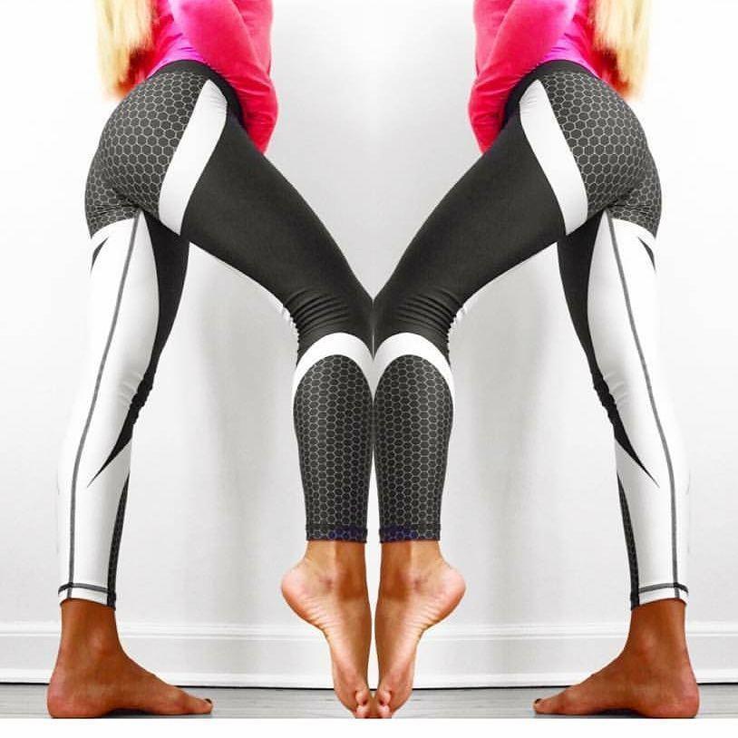 Sporting Workout Yoga  Leggins Elastic Slim Black White Pants - For Women USA