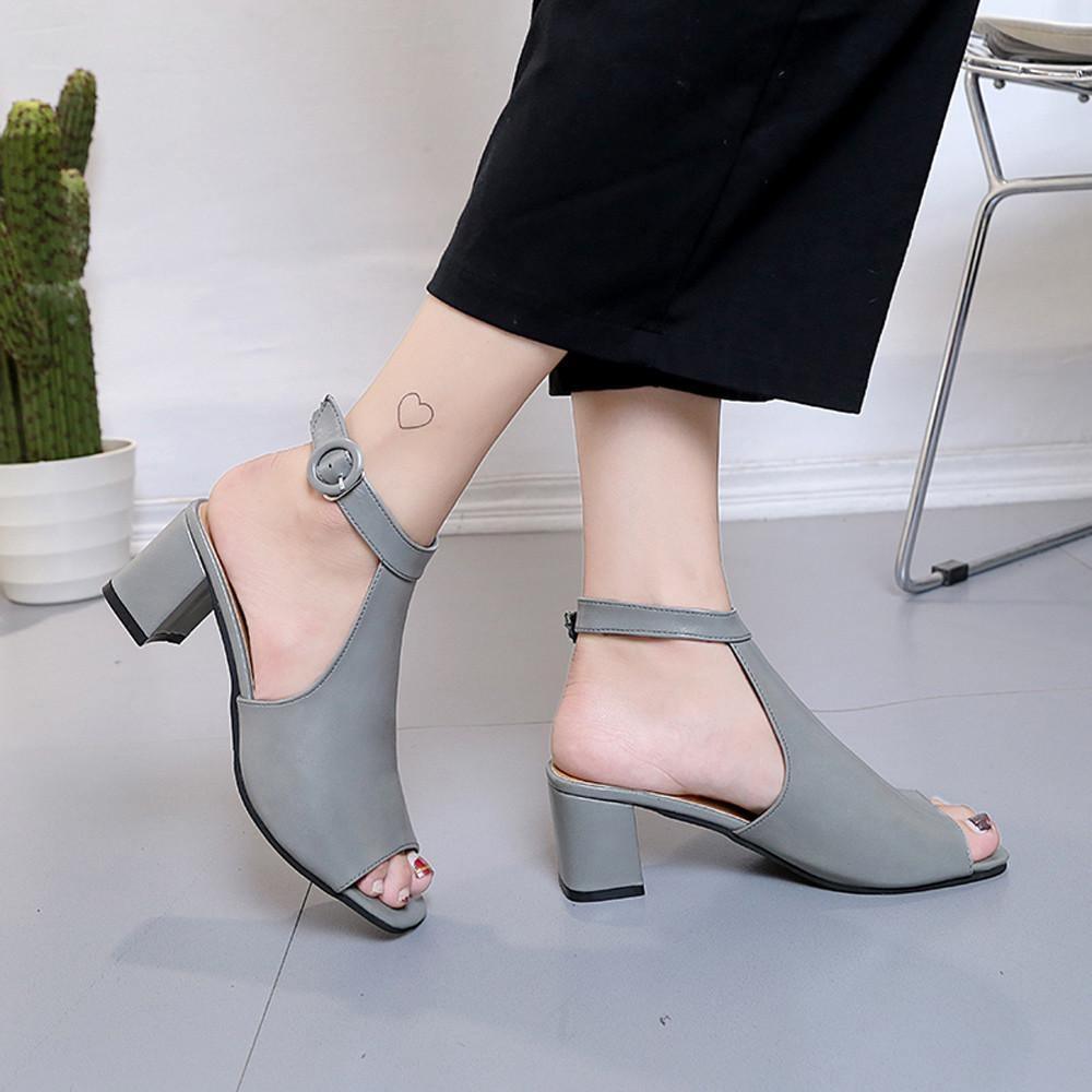 Thick Heel Fashion Hollow Toe Shoes  For women - For Women USA