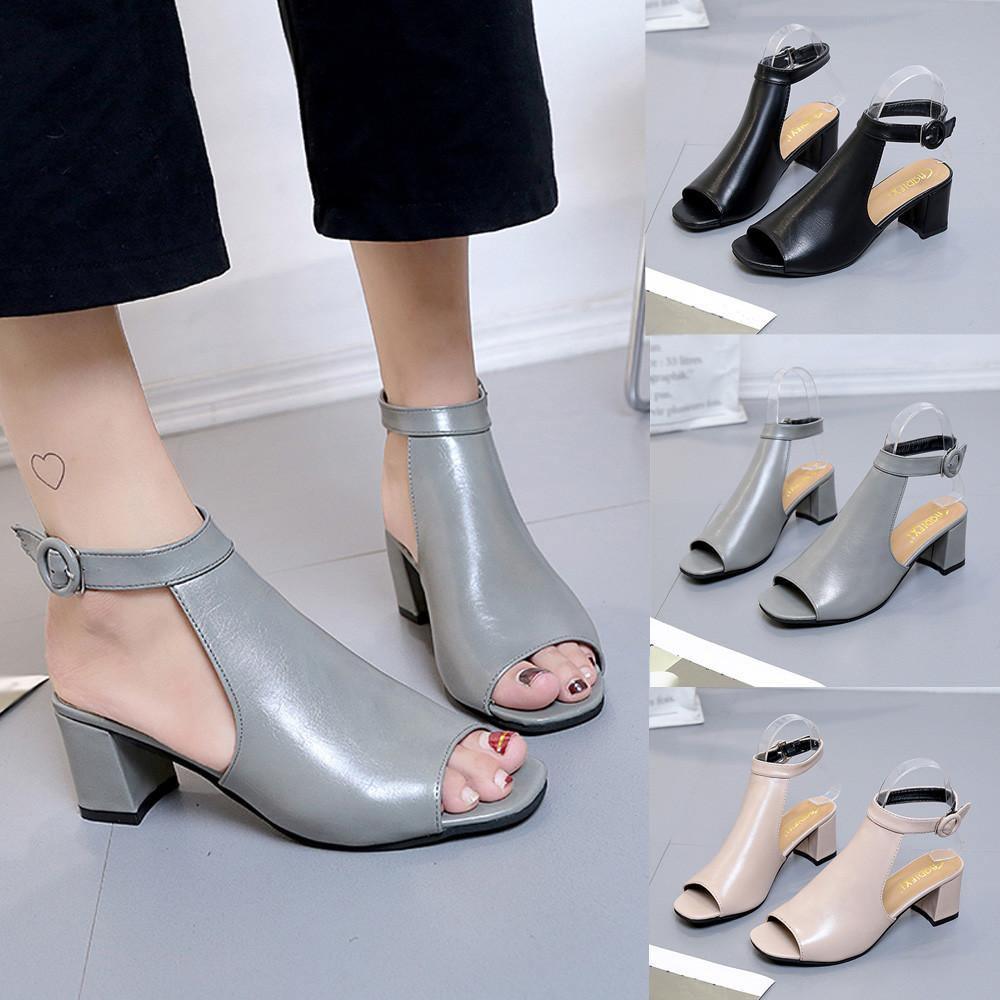 Thick Heel Fashion Hollow Toe Shoes  For women - For Women USA