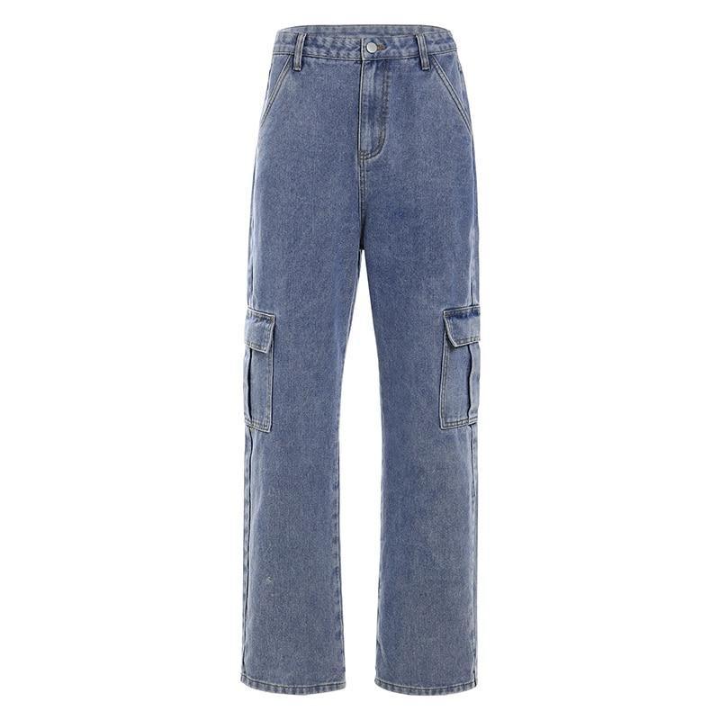 Weekeep Pockets Patchwork High Waist Jeans For Women - For Women USA