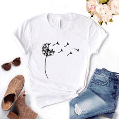 Wildflower Dandelion Print Women T-shirt - For Women USA