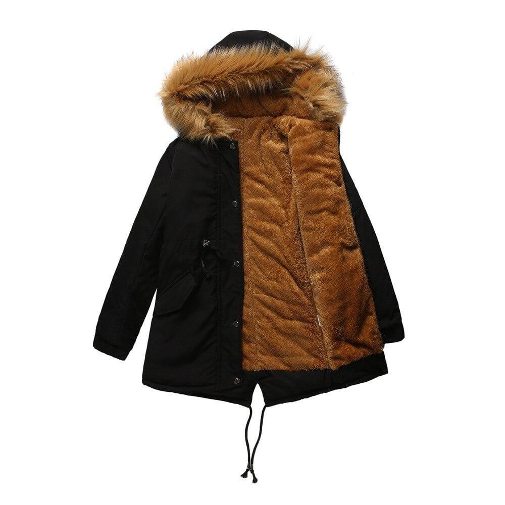 Winter Women's Parka with Fur Hood Coat - FOR WOMEN USA