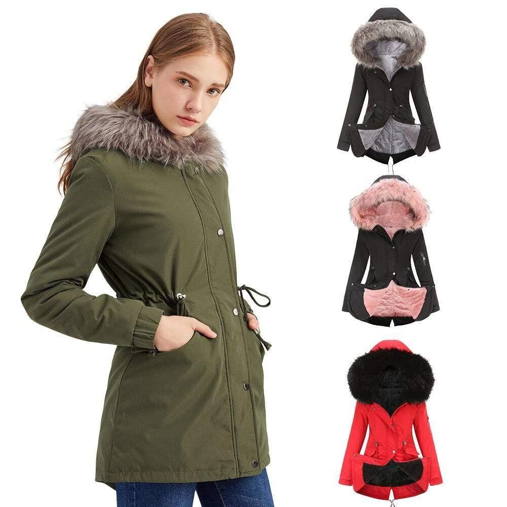 Winter Women's Parka with Fur Hood Coat - For Women USA