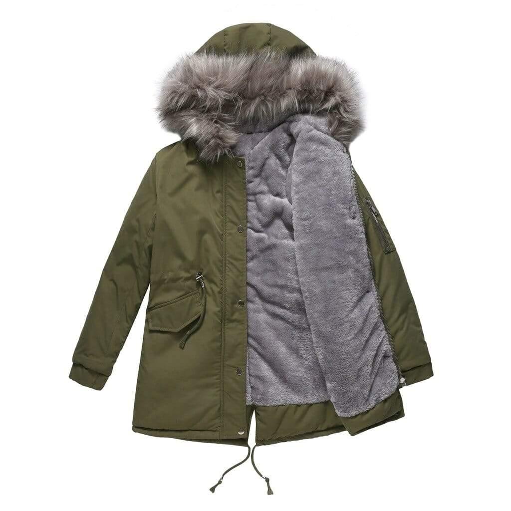 Winter Women's Parka with Fur Hood Coat - For Women USA