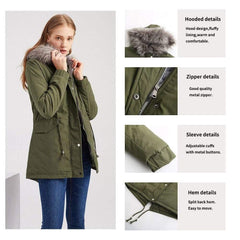 Winter Women's Parka with Fur Hood Coat - For Women USA