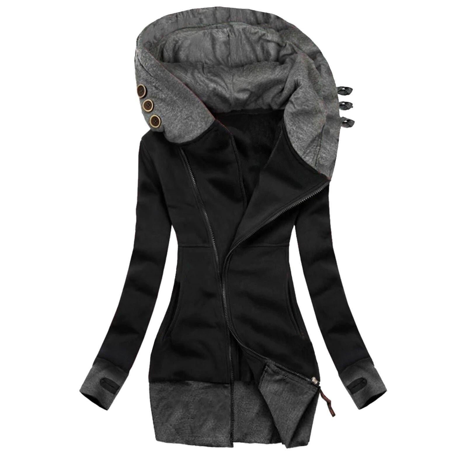 Women's Solid Color Hooded Fashion Jacket - For Women USA