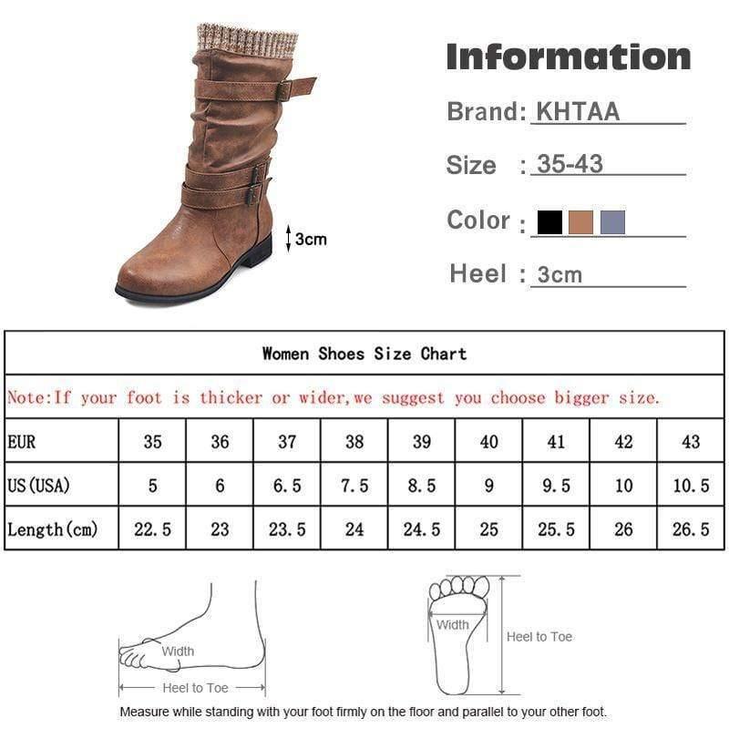 Women Winter Buckle Strap Boots - For Women USA