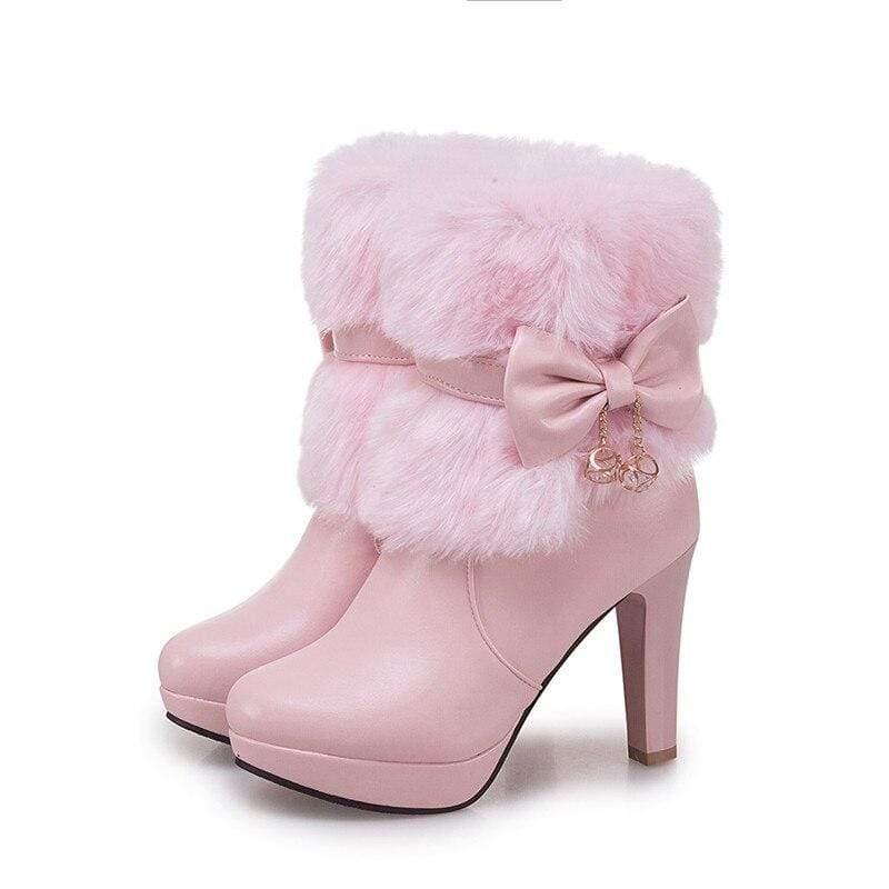 Women's Solid Color Fuzzy Boots Side Zipper Chunky Heel - Temu Philippines